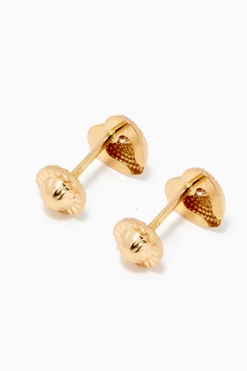 Heart Diamond Stud Earrings in 18kt Yellow Gold          