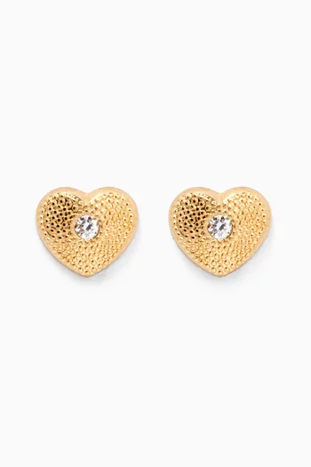 Heart Diamond Stud Earrings in 18kt Yellow Gold          