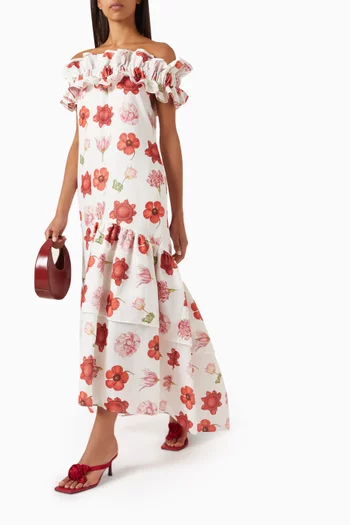 Escondida Frill Off-shoulder Dress