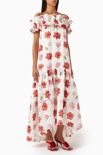 Escondida Frill Off-shoulder Dress