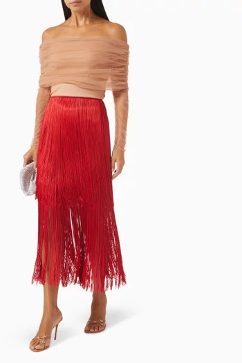 Sol Fringe Skirt in Viscose