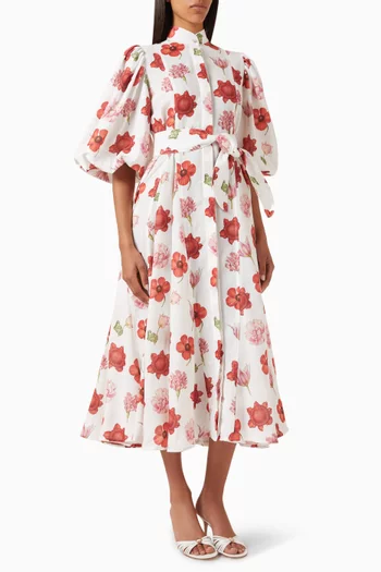 Bromelia Midi Dress in Linen