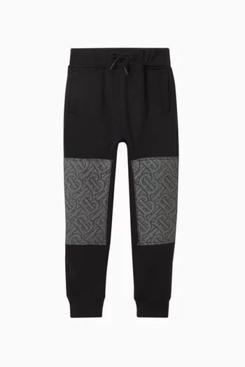Monogram Quilted Panel Jogging Pants in Loop-back Cotton 