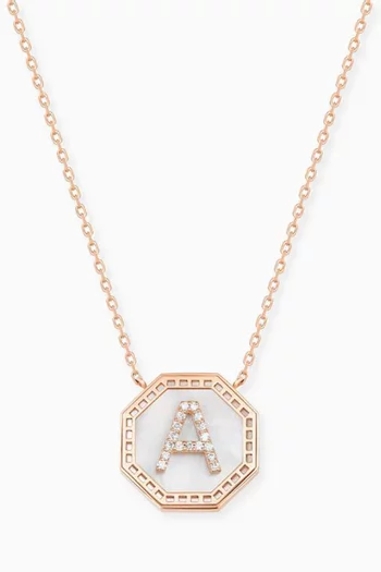 Harf Turath Letter 'A' Diamond Necklace in 18kt Rose Gold