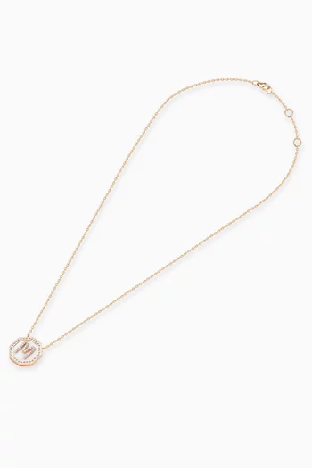 قلادة حرف تراث بدلاية حرف 'A' مرصع بالماس ذهب وردي عيار 18