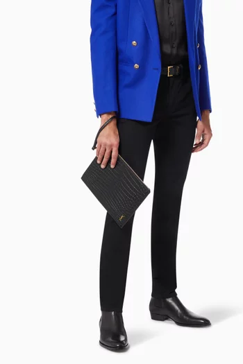 Tiny Monogram Tablet Holder in Crocodile-embossed Matte Leather     