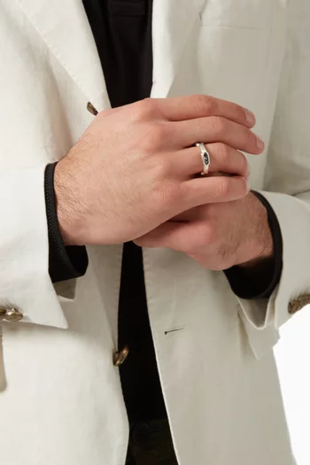DY Hex Station Band Ring in Sterling Silver 