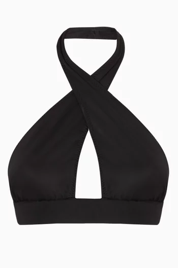 قطعة بيكيني علوية ليكرا نايلون برباط متقاطع حول الرقبة