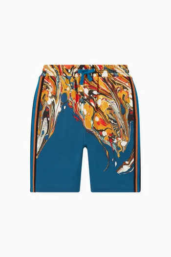 Marbled Print Jogging Shorts in Cotton Jersey 