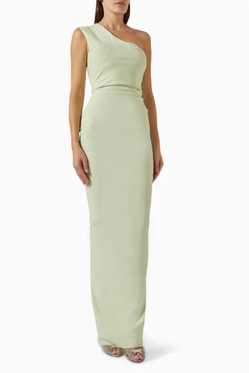 One-shoulder Gown in Odessa Stretch Crepe