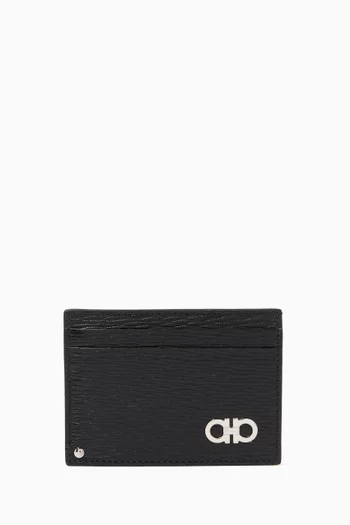 Gancini Card Holder in Hammered Calf Leather  
