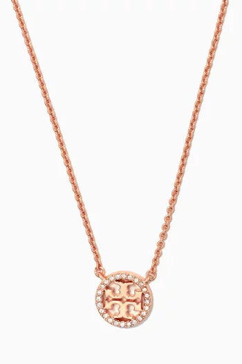 Miller Pavé Pendant Necklace in 18k Rose-gold Plated Brass 