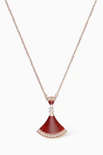 Divas' Dream Diamond Necklace in 18kt Rose Gold & Carnelian  