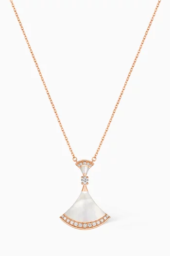 Divas' Dream Diamond Necklace in 18kt Rose Gold & Mother of Pearl  