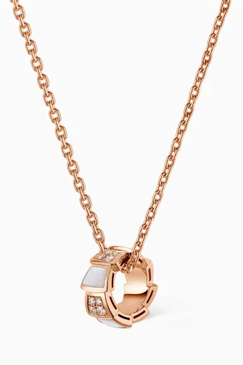 Serpenti Viper Diamond Necklace in Mother of Pearl & Rose Gold  