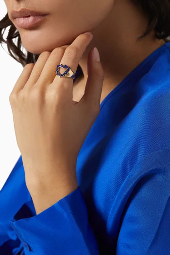 "Al Hobb" Heart Enamel Ring in 18kt Gold