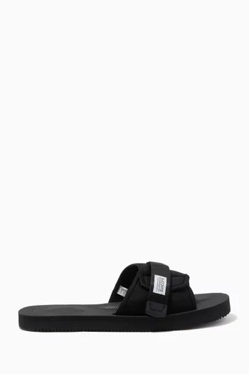 Buy Suicoke Black Padri Slippers in Neoprene Nylon for Men in