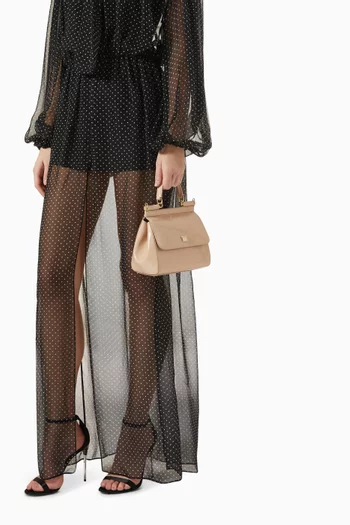 Medium Sicily Top-handle Bag in Polished Leather