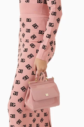 Medium Sicily Top-handle Bag in Polished Leather