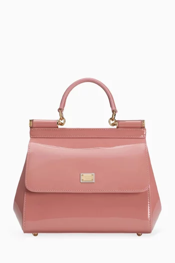 Medium Sicily Top-handle Bag in Polished Leather