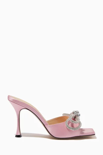 Crystal Bow 95 Mules in Satin 