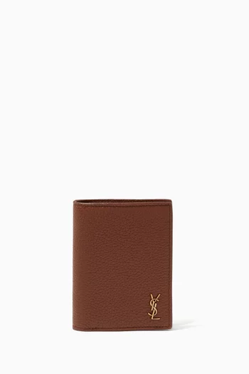 Tiny Monogram Credit Card Wallet in Graine Leather       