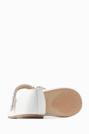 Crystal Strap Ballerinas in Leather