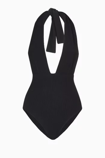 Thalassa Halterneck Swimsuit in Ribbed Nylon