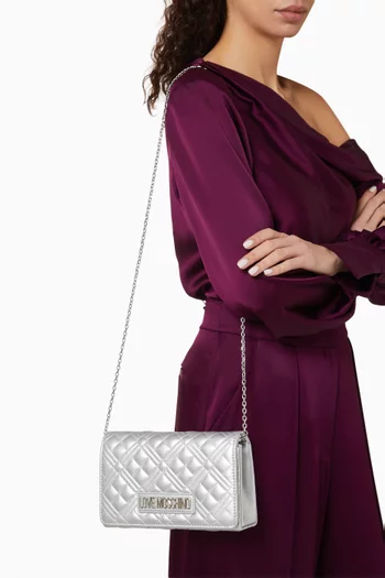 Smart Daily Crossbody Bag in Faux Metallic Leather