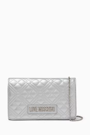 Smart Daily Crossbody Bag in Faux Metallic Leather