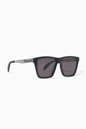 McQueen Graffiti Rectangular Sunglasses  