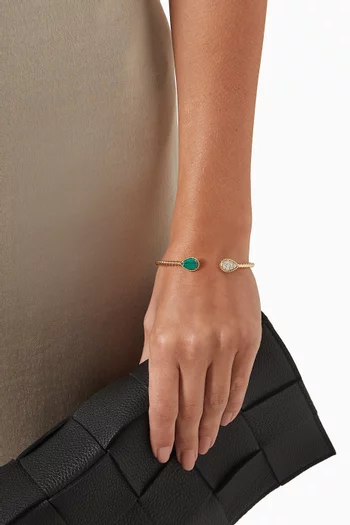 Serpent Bohème Double Motif Diamond & Malachite Bracelet in 18kt Yellow Gold         