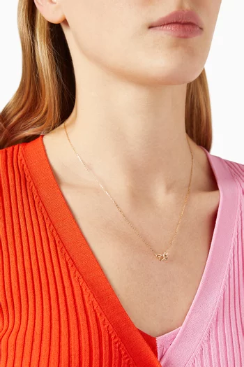 Butterfly Diamond Studded Necklace in 18kt Yellow Gold      
