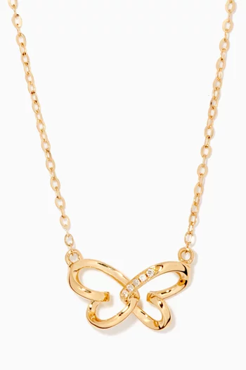 Butterfly Diamond Studded Necklace in 18kt Yellow Gold      