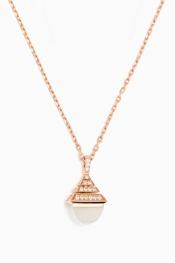 Cleo Mini Rev Diamond & Moonstone Necklace in 18kt Rose Gold