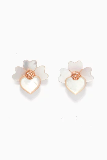 Precious Pansy Stud Earrings in Rose Gold-Plated Metal 