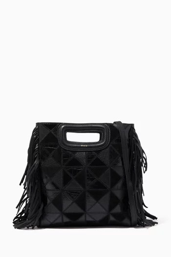 Geometric Fringe M Bag in Leather