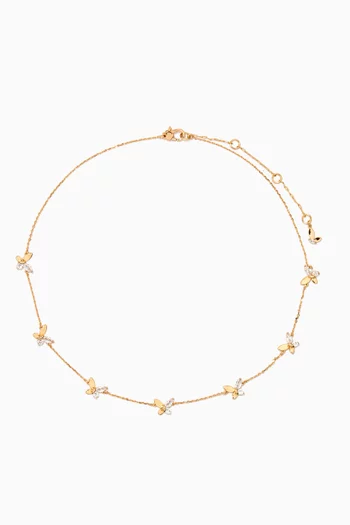 Social Butterfly Necklace in Gold-plated Brass