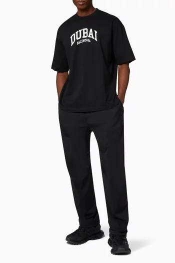 تي شيرت قطن جيرسيه بقصة متوسطة وكلمة Dubai