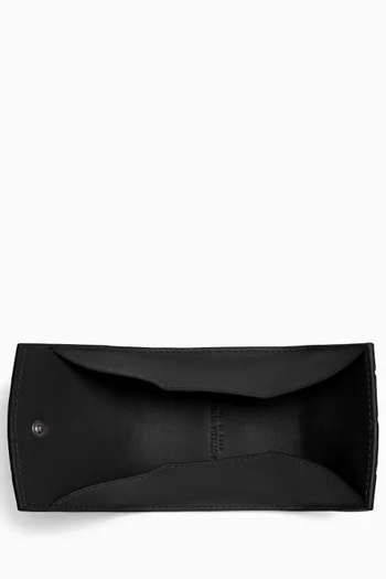 محفظة نقود معدنية قابلة للطي جلد عجل مجدول