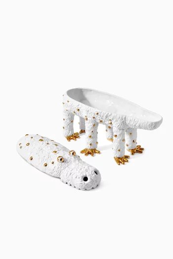 Limited Edition Haas Pedro Croc Box in 24kt Gold & Porcelain