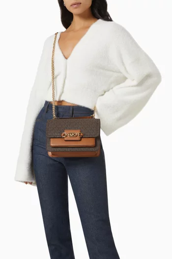 Heather Large Shoulder Bag in Logo Canvas