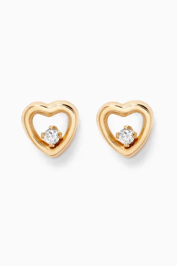 Heart Diamond Stud Earrings in 18kt Yellow Gold  