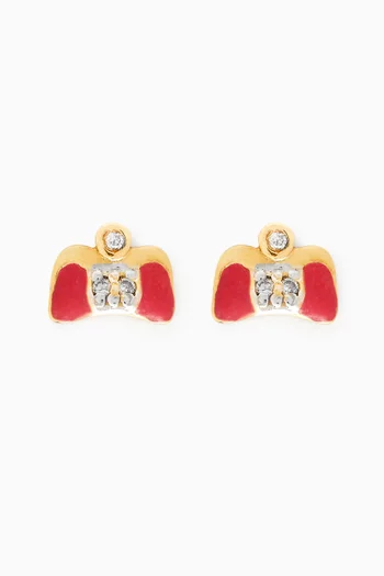 Bag Diamond & Enamel Earrings in 18kt Gold