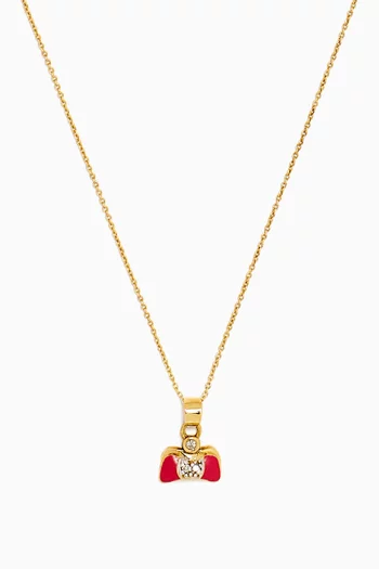 Bag Diamond & Enamel Pendant Necklace in 18kt Gold