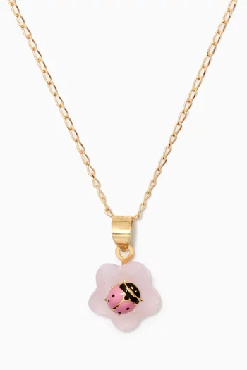 Ladybird Quartz Necklace in 18kt Yellow Gold   