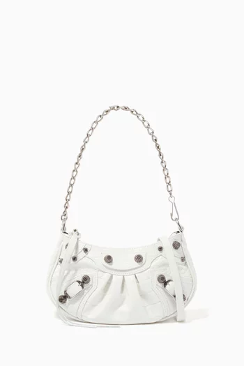 Le Cagole Mini Purse With Chain in Crocodile-embossed Leather