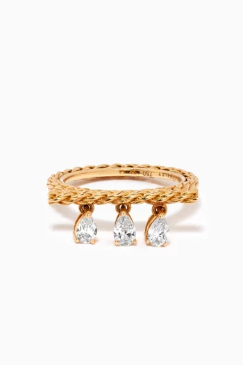 Rope Line Diamond Ring in 18kt Yellow Gold