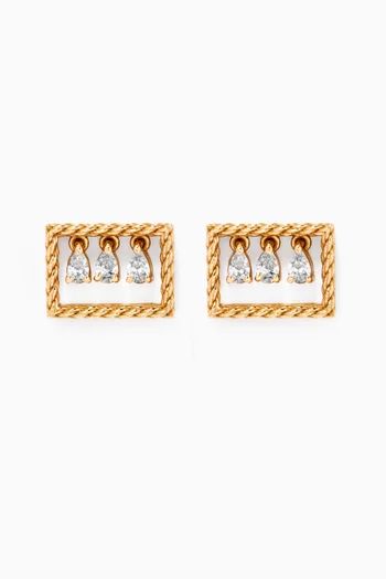 Rope Rectangle Diamond Stud Earring in 18kt Yellow Gold