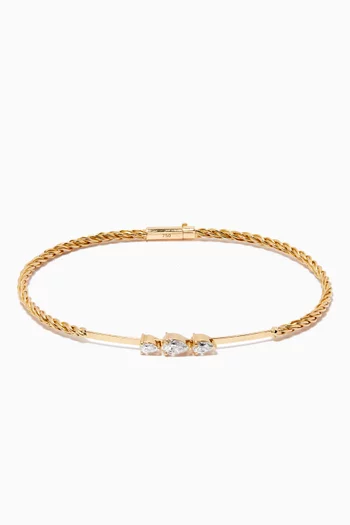 Moving Pear Diamond Rope Bracelet in 18k Yellow Gold       